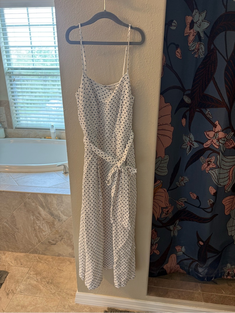 kate spade for target White Linen Polka Dot Tie-Waist Midi Dress